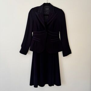 Tobias Suit Midi Dress Blazer Button Jacket Set of 2 Navy Blue Formal Wear Sz 4